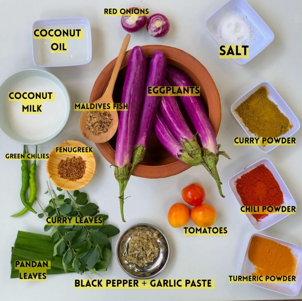 ingredients of sri lankan eggplant curry